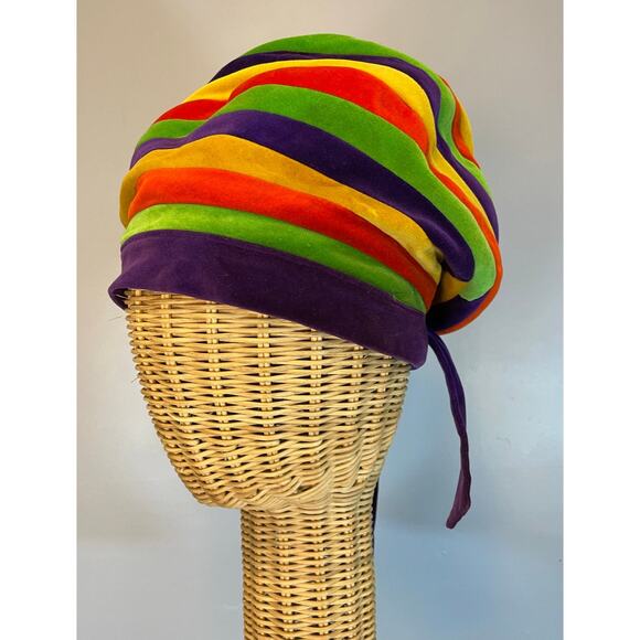 Vtg 50s 60s New Look Velvet Color Block Turban Bee Hive Hat Belmar B Altman Co - Picture 7 of 15